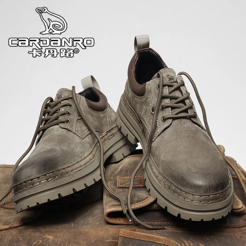 意大利卡丹路男鞋冬季英伦风复古休闲增高马丁靴厚底防滑大头皮鞋