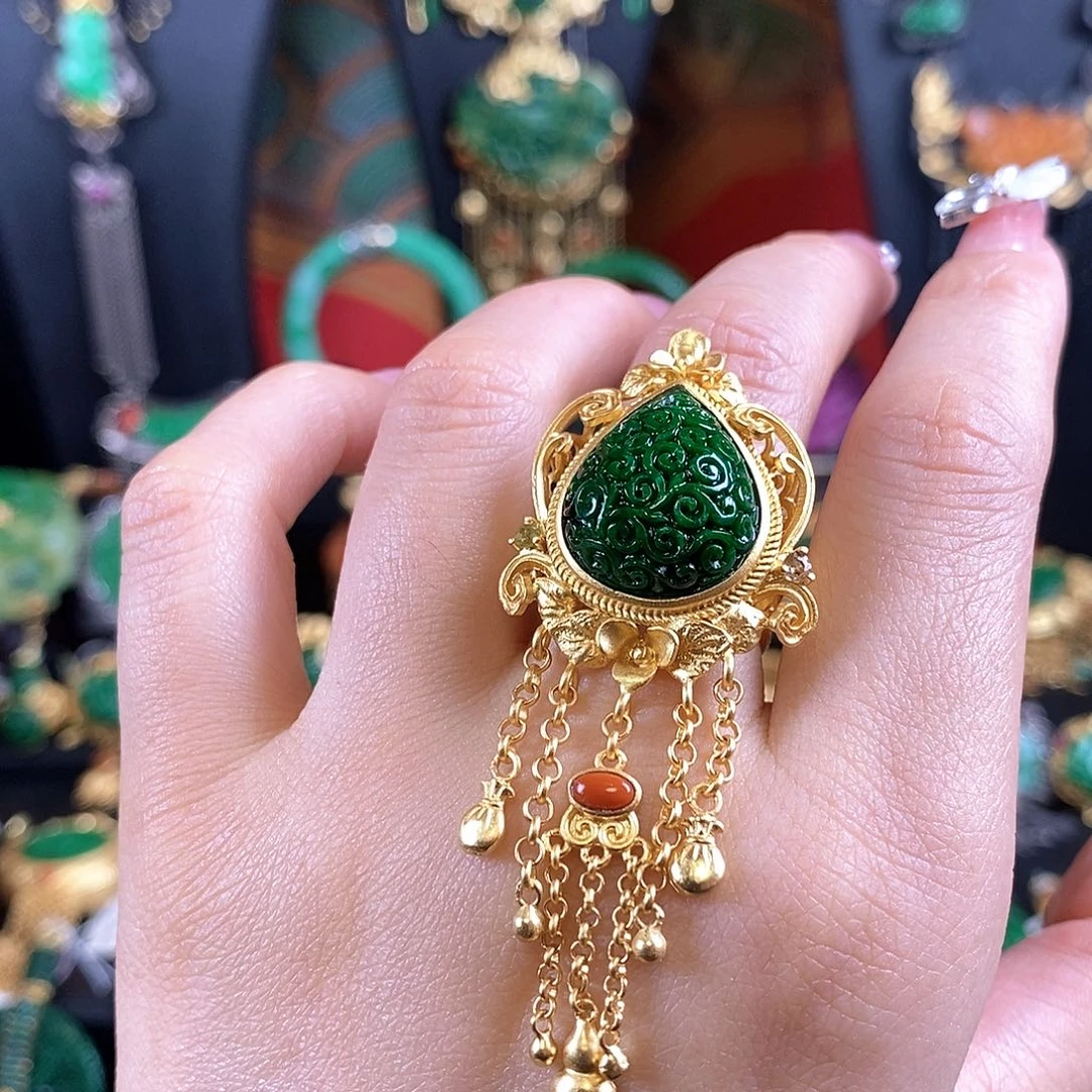 翡翠银S925镶嵌戒指