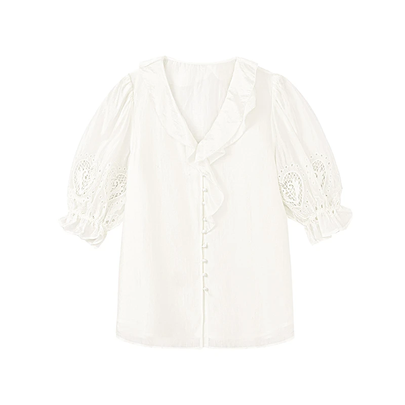 【小花专属】法式镂空刺绣小衫N2294