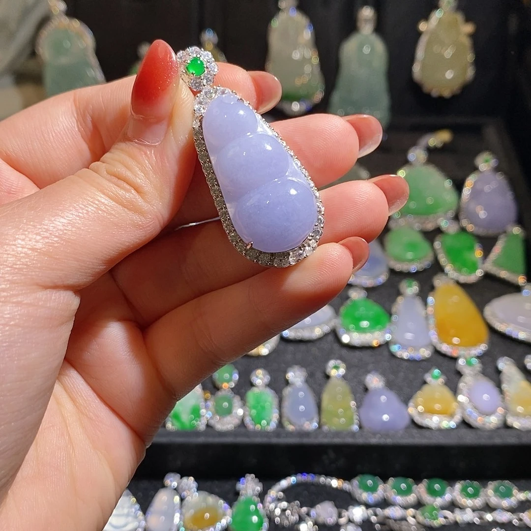 颈饰银S925镶嵌翡翠天然翡翠