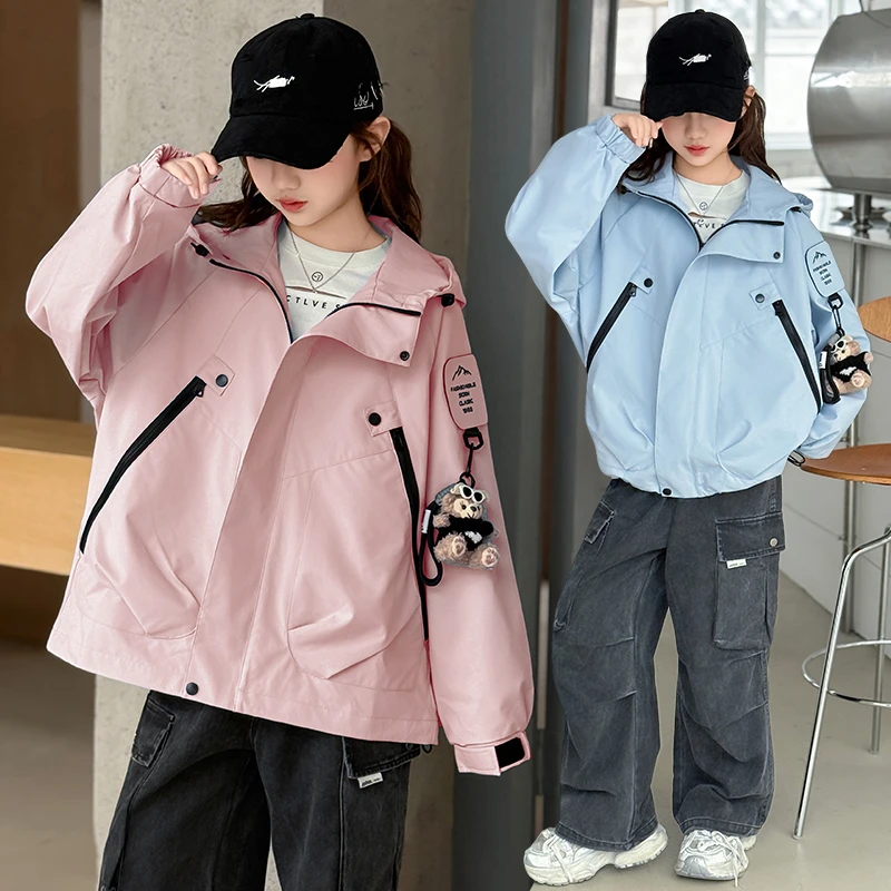 女童冲锋衣外套秋款2025新款儿童洋气风衣中大童帅气女孩童装潮10