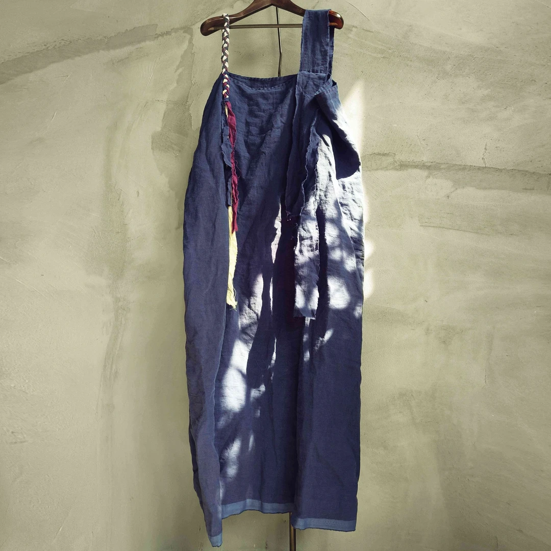 沉香布衣草堂 吊带背心裙 亚麻 自制 重工编织肩带手工针脚