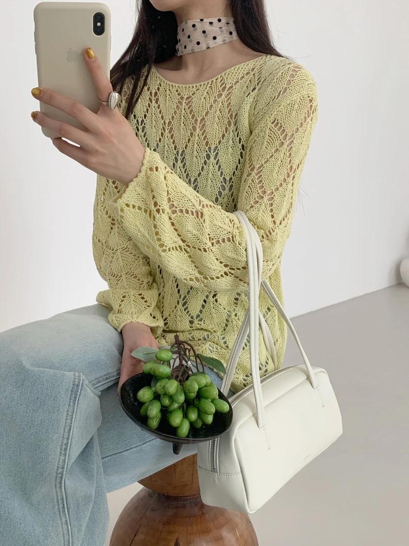 【潘潘.968892】2025年夏季新款天爽亚麻欧若风纯色套头针织衫