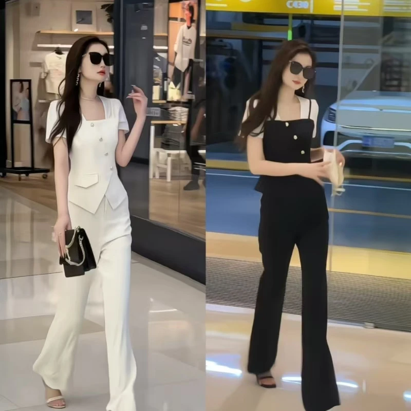 名媛风轻熟风时尚套装休闲气质阔腿裤时尚网红女神