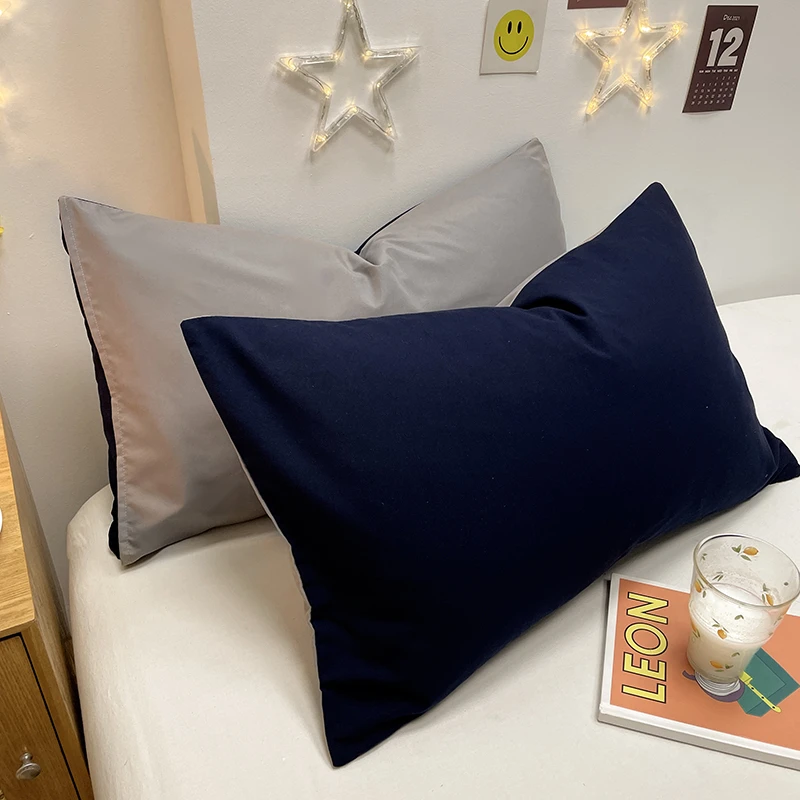 水洗棉纯黑色枕套单一只装成人枕头套学生宿舍单人枕芯套48*74cm