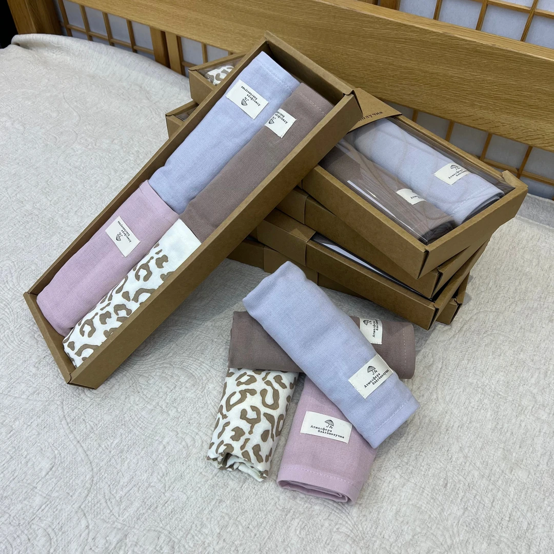 品牌专柜|全棉双层纱毛巾4条装40*60cm纯棉礼盒装