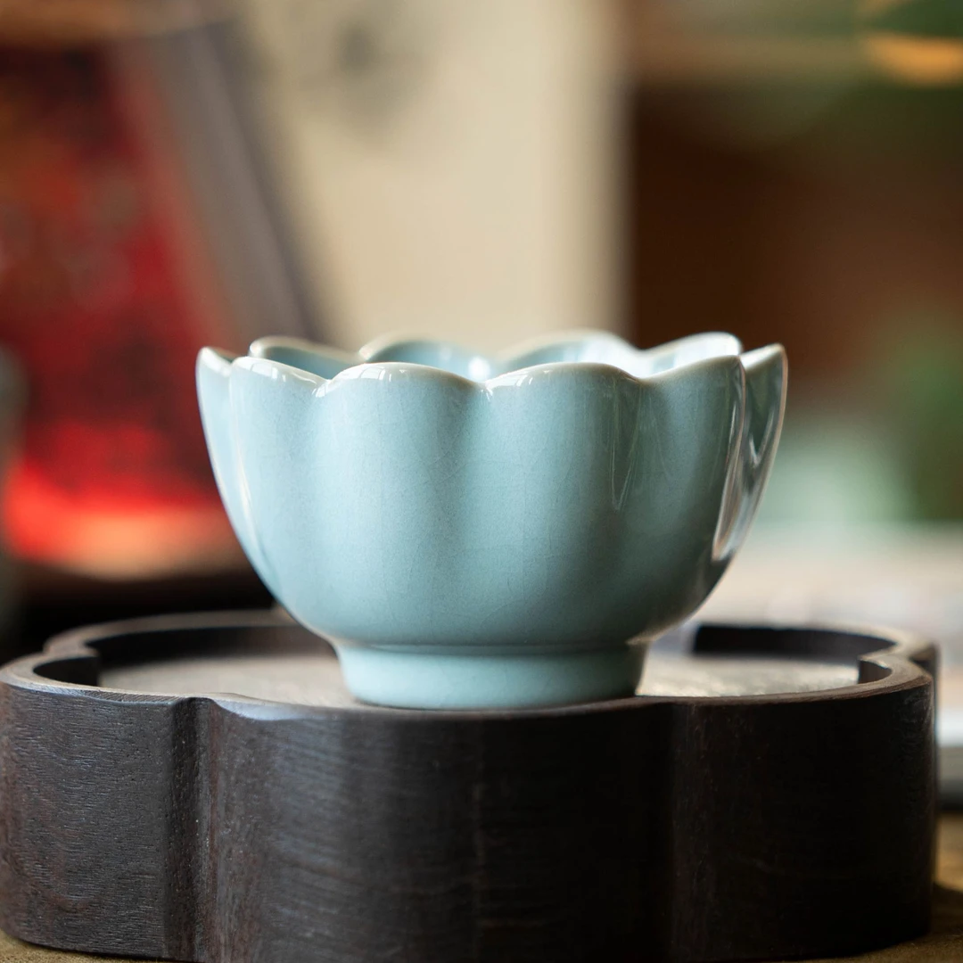 简匠 原矿汝窑天青莲花杯100ml