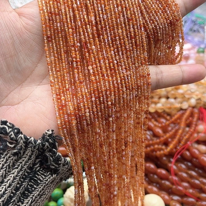 玛瑙/玉髓珠宝半成品未镶嵌一条2mm冰飘南红