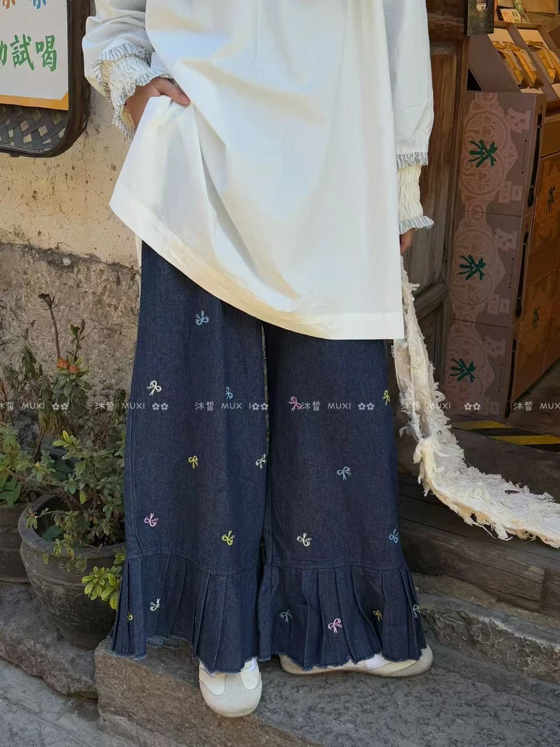 叨叨推荐款 MX#10506#蝴蝶结牛仔裤（春季新款）X