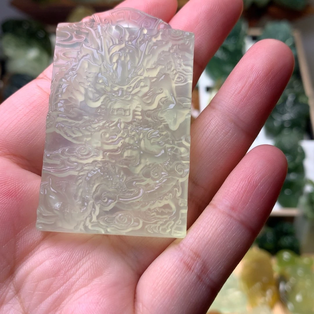 岫玉未镶嵌岫玉挂件龙牌