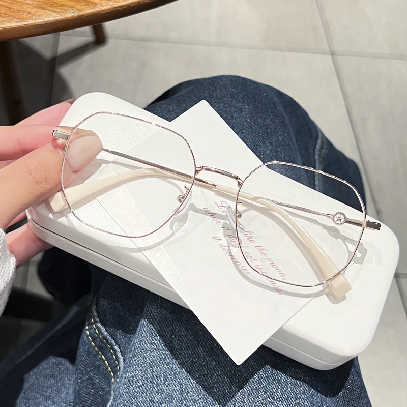 高颜值金丝多边形眼镜架男女同款可配近视有度数潮流防蓝光平光镜