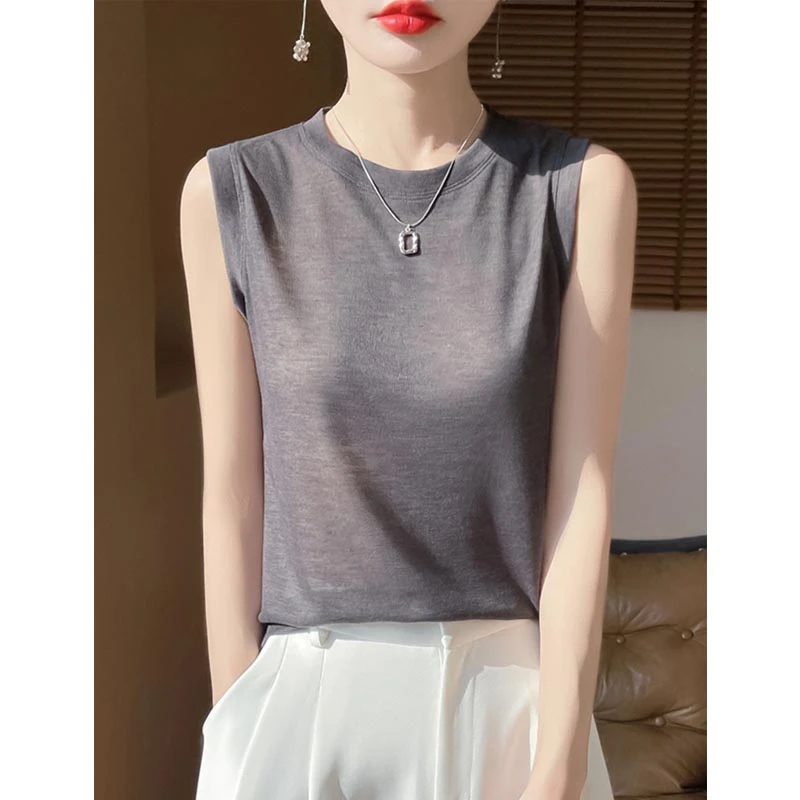 桑蚕丝背心吊带女显瘦夏季百搭无袖休闲薄款时尚简约宽松洋气上衣