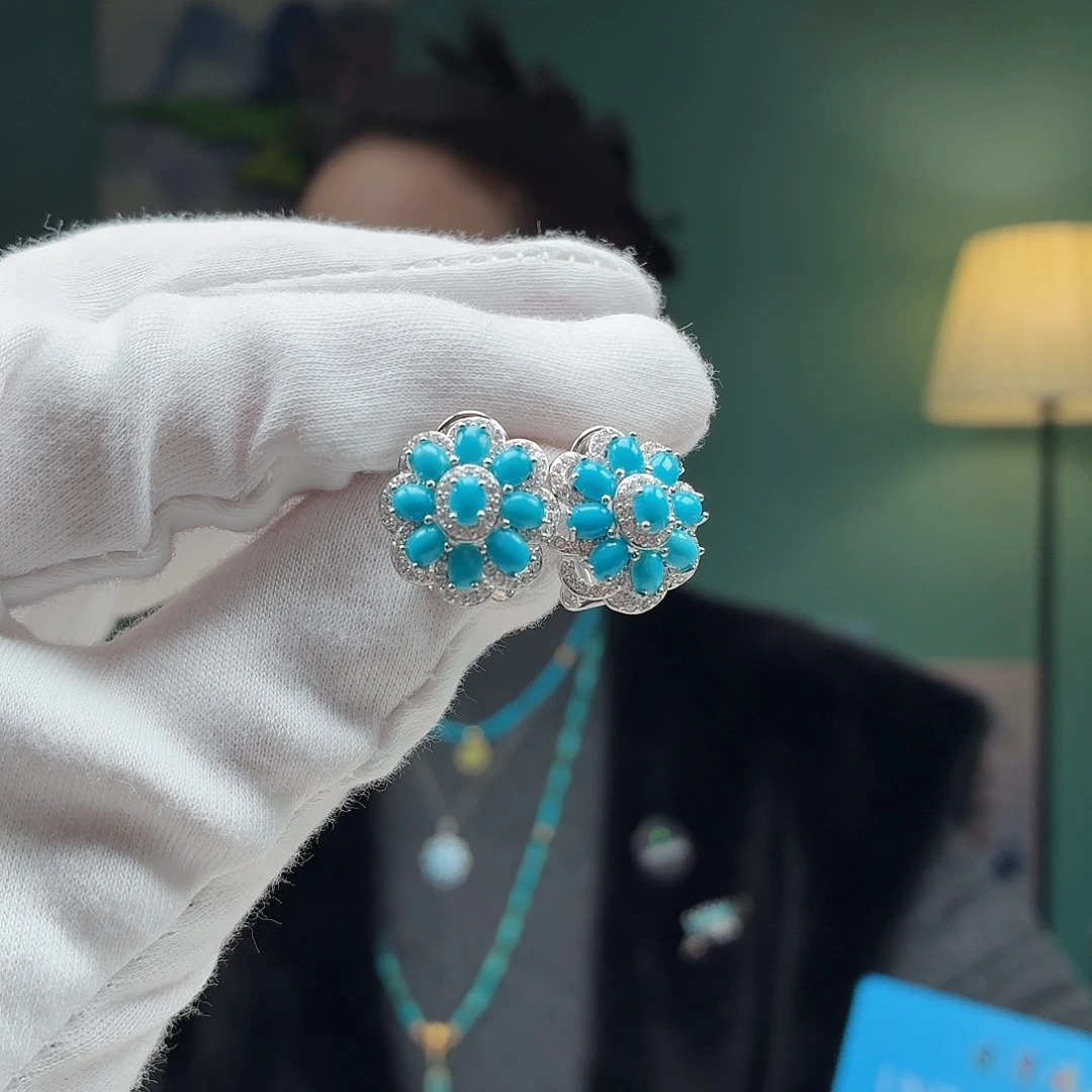 绿松石银S925镶嵌颈饰