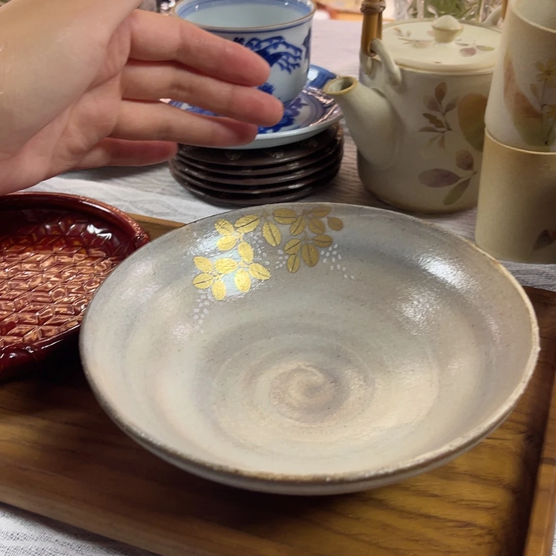 瓷片橘吉粉引腰线钵子28