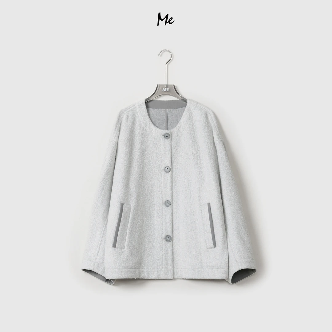 ME【迷雾伦敦】桑蚕丝混纺轻柔绒感百搭圆领休闲女士外套MESS0110