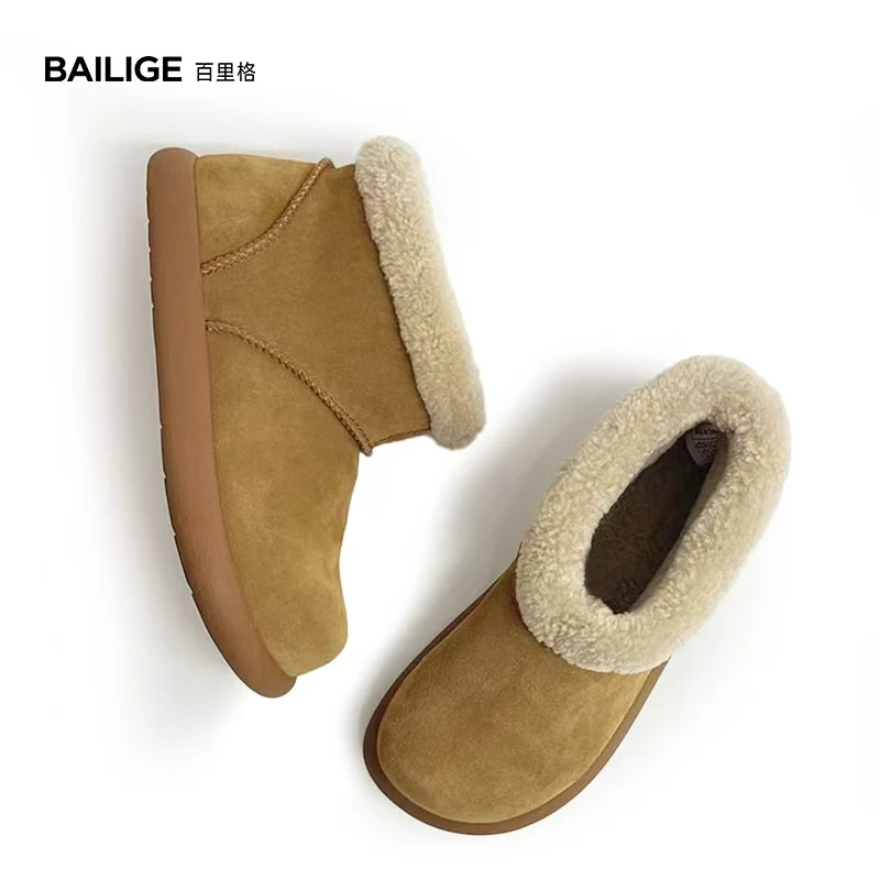 【大土豆靴卷毛款】爆款卷毛高帮胖丁靴羊皮毛一体雪地靴女冬保暖羊毛短靴