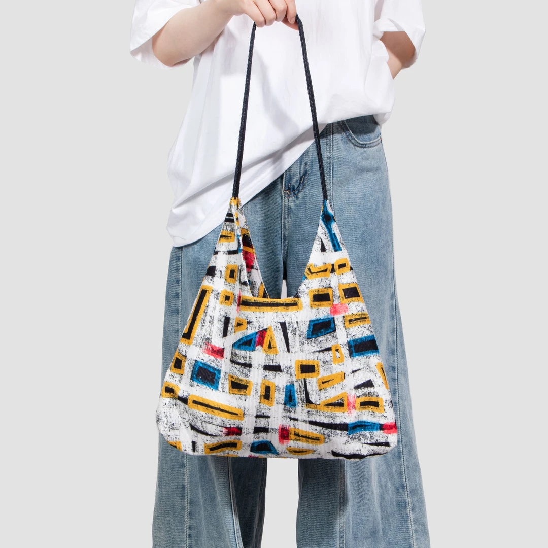 无则艺【猫耳朵包】原创小众印花线条简约百搭猫耳包轻便