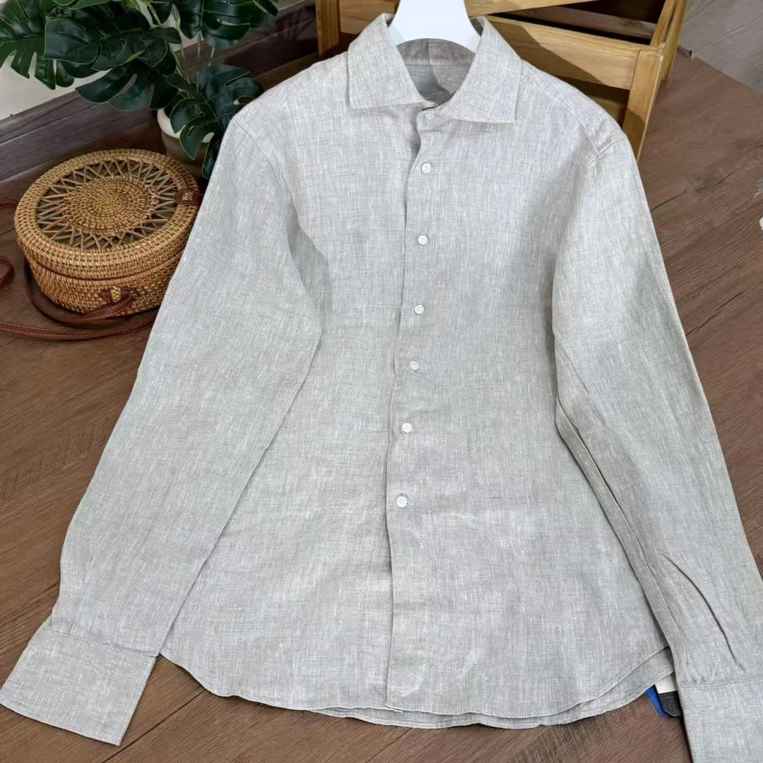 【云目悠悠】春夏季汉麻立领设计男女同款长袖衬衫-2025358
