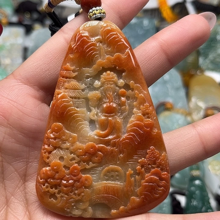 翡翠未镶嵌颈饰财神