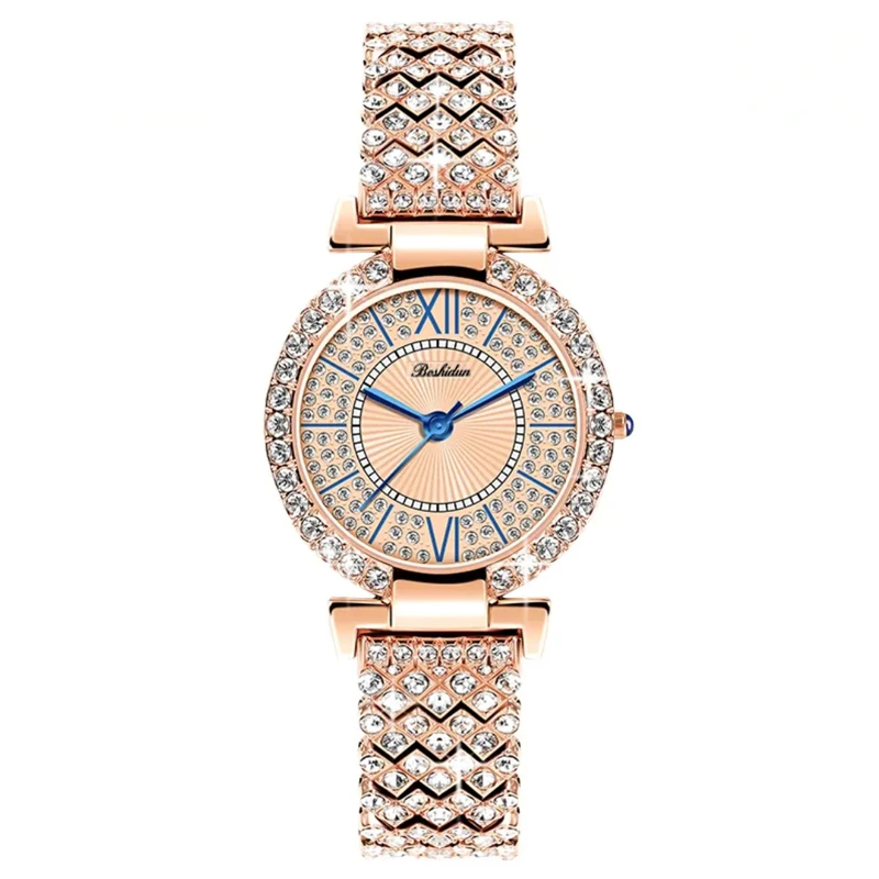 璀璨丽人潮流玫瑰金手链表防水女士石英表8135专属