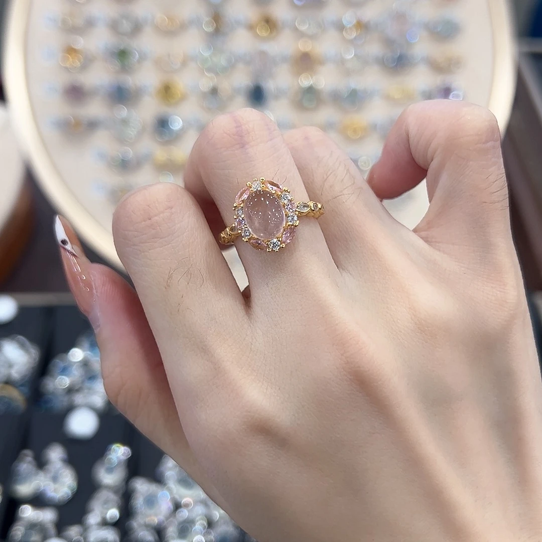 蛇纹石玉银S925镶嵌戒指