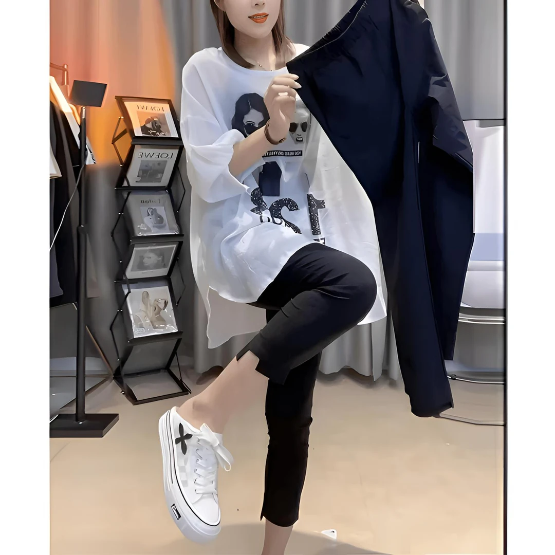 高腰薄款夏季黑色高弹力大码百搭八分打底裤休闲裤显瘦速干面膜裤