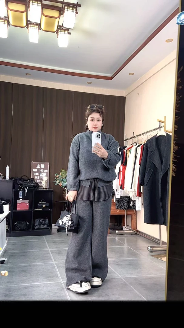 春季新款大码时尚套装时尚潮流长裤套装休闲裤阔腿裤2件套25281