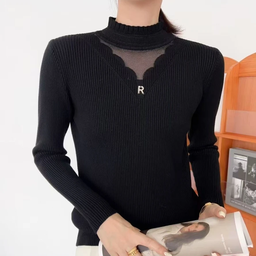 时尚妈妈装半高领套头针织衫2025年早春新品洋气减龄中老年上衣