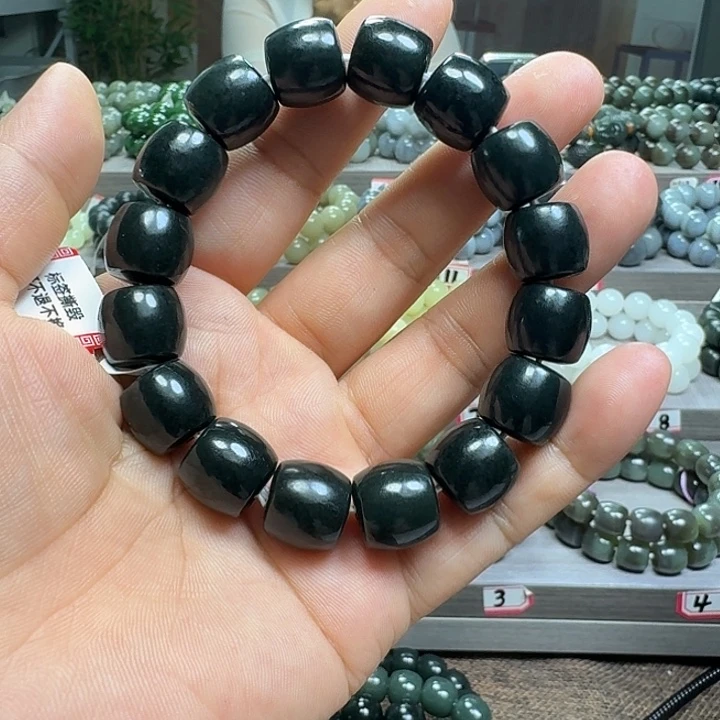 手链未镶嵌和田玉新疆黑青直切卡14