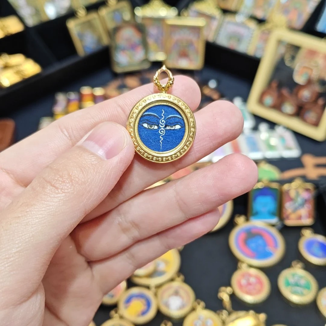 吊坠京**晶纯手绘药师唐卡