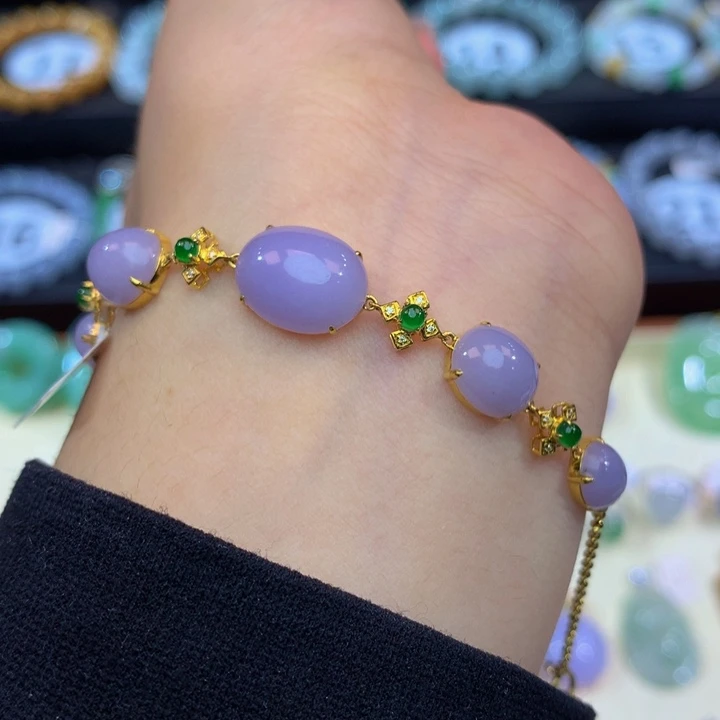 18K金镶嵌手链翡翠翡翠