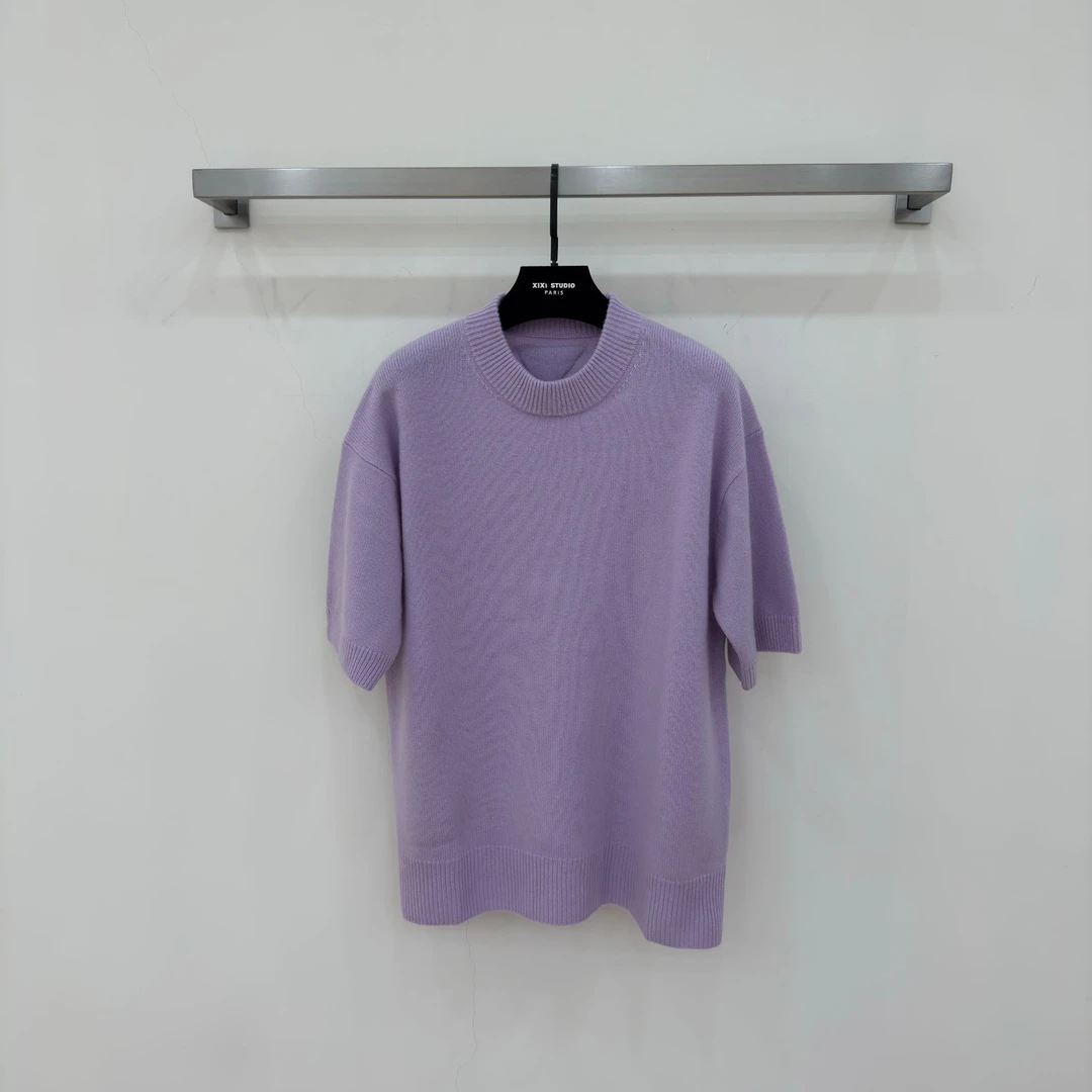 JIAYE CHAN休闲宽松百搭圆领短袖针织毛衣