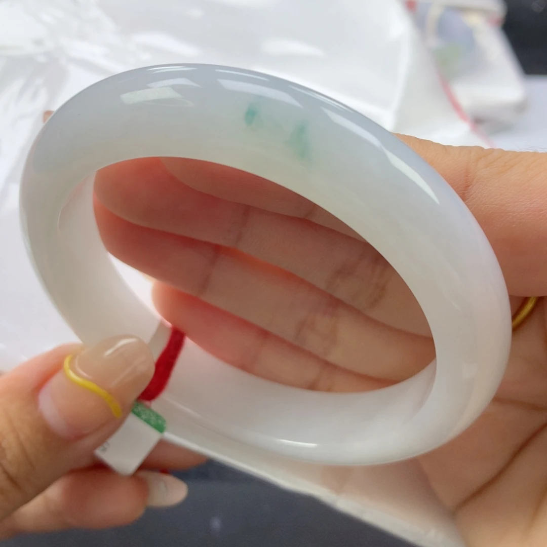 翡翠手镯未镶嵌缅甸天然翡翠手镯59.7正