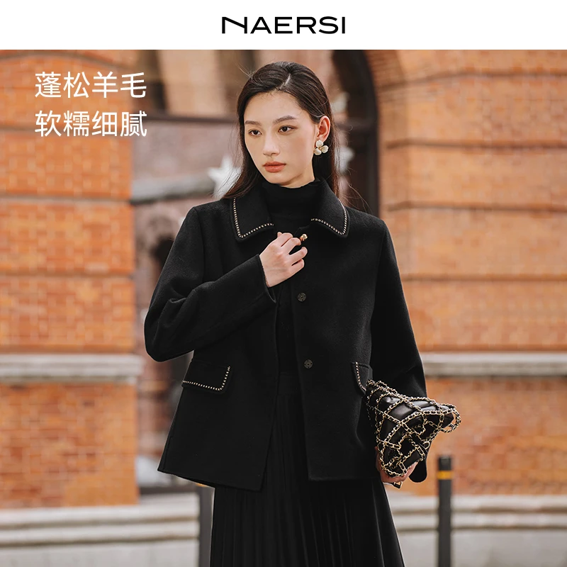 【优雅CEO】高智通勤娜尔思毛呢外套香风气质短款25秋冬NL00808W0
