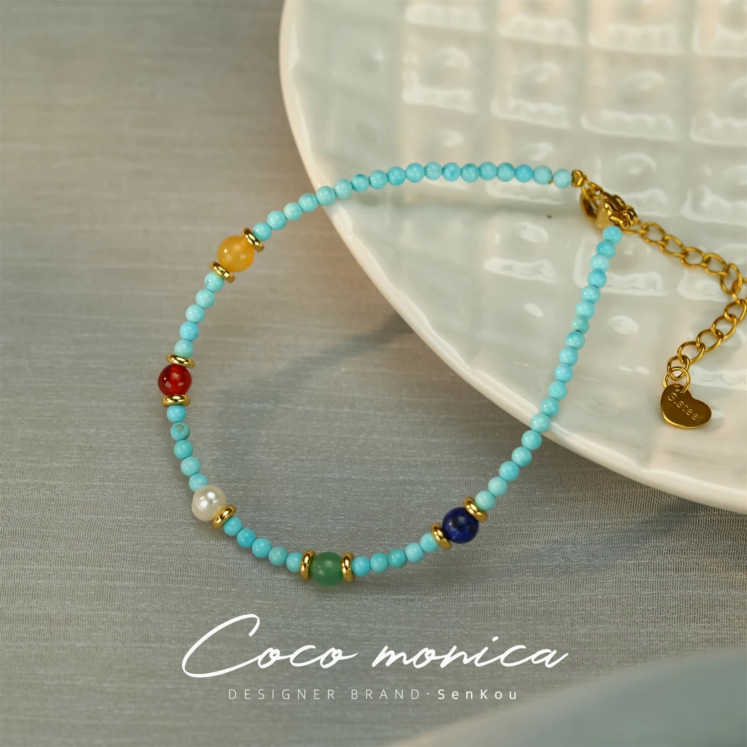 【小霞珠宝】松天然手链手工气质轻奢时尚百搭复古小众彩色WE201