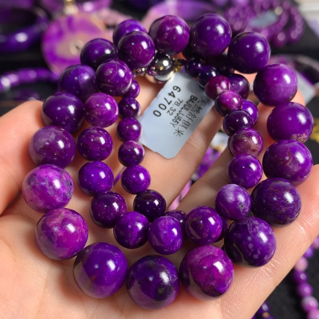 苏纪石（舒俱来）未镶嵌紫红樱花冰种圆珠塔链