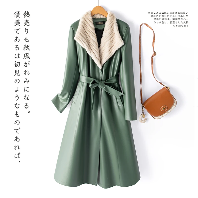 海宁真皮皮衣长款羽绒服外套水貂毛皮衣修身中长款女士显瘦气质