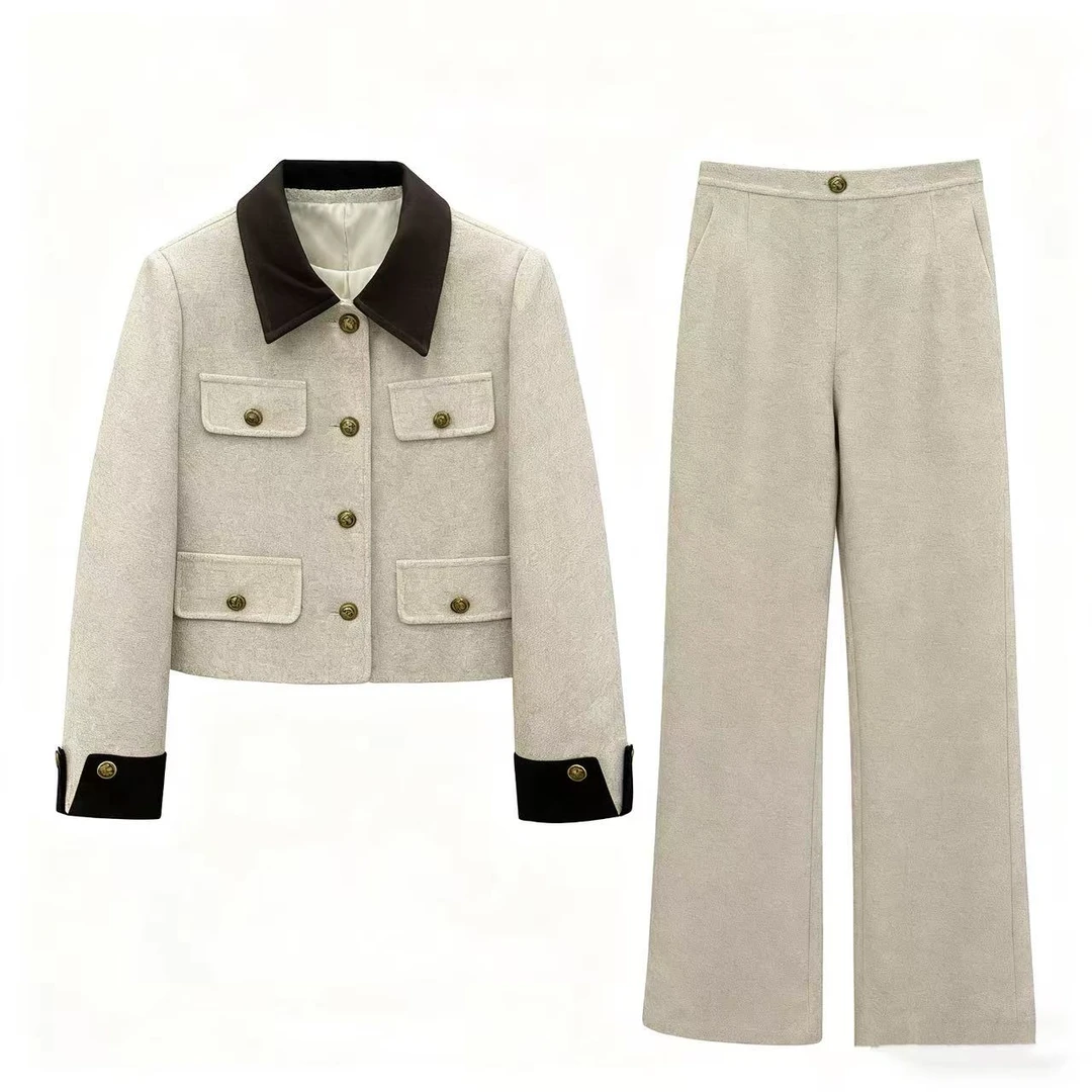 〈纪朵研〉1478春秋短款法式轻职风休闲风上衣时尚套装百搭时尚