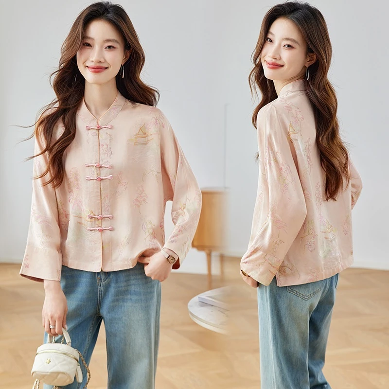 新中式国风外套女春夏季高级感复古提花时尚气质薄款衬衫上衣