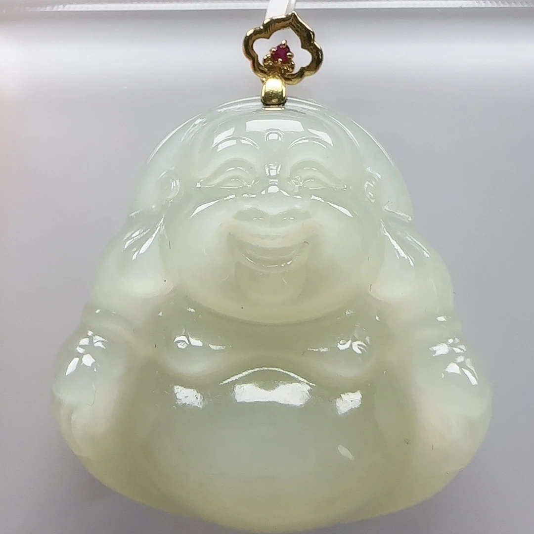 和田玉颈饰18K金镶嵌邵