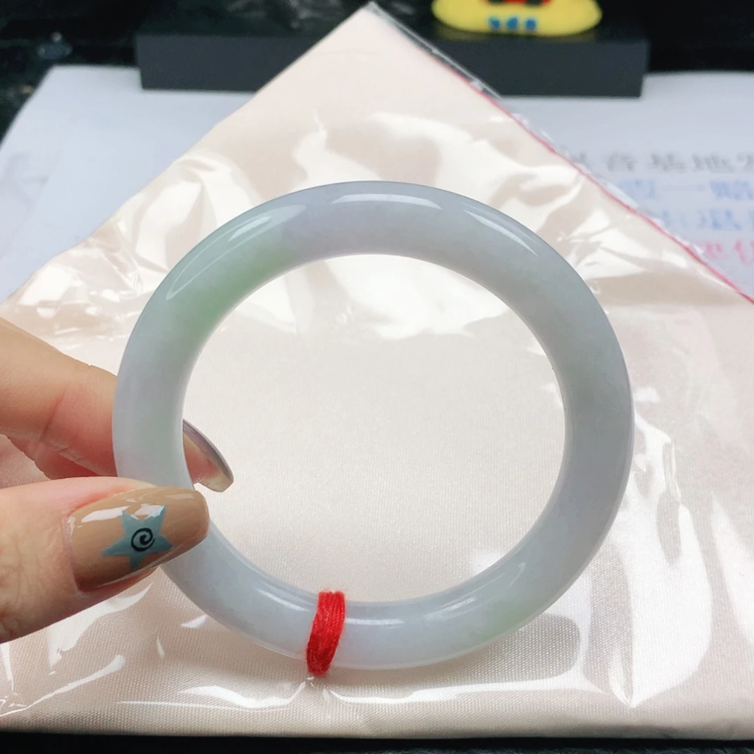 白***盼翡翠未镶嵌手镯翡翠53.5粉紫