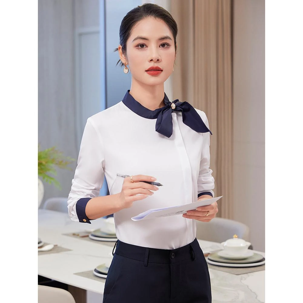 酒店前台工作服衬衣套装女珠宝店客服导购制服餐饮服务员衬衫工装