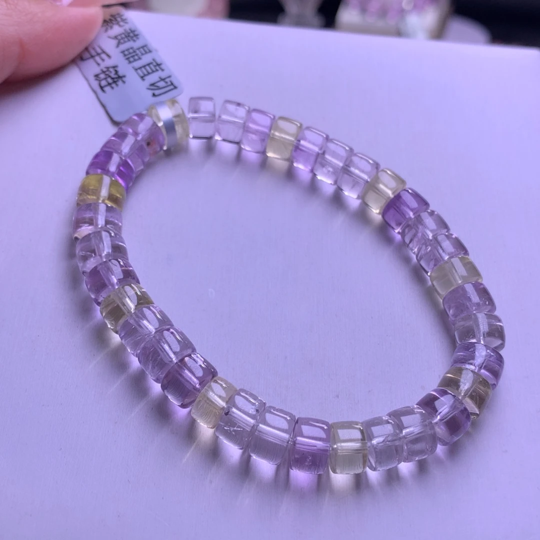 水晶未镶嵌手链紫黄直切8mm