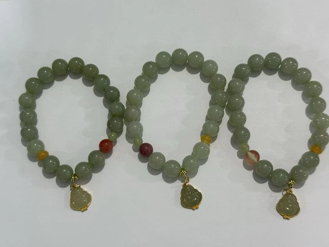 和田玉+玛瑙+琥珀手串M10多样性发货