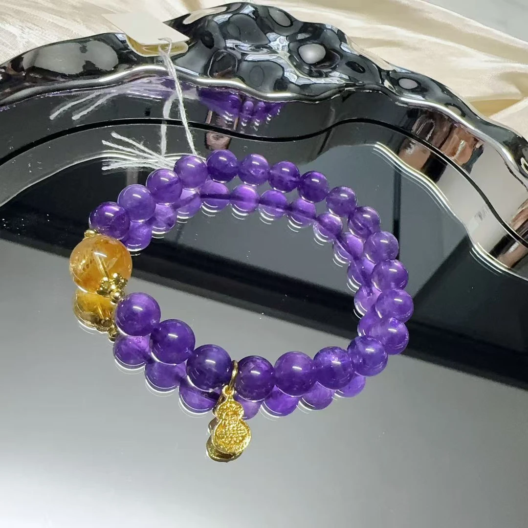 【大乐】原创DIY紫水晶配黄阿塞女款气质轻奢时尚百搭紫色潮流