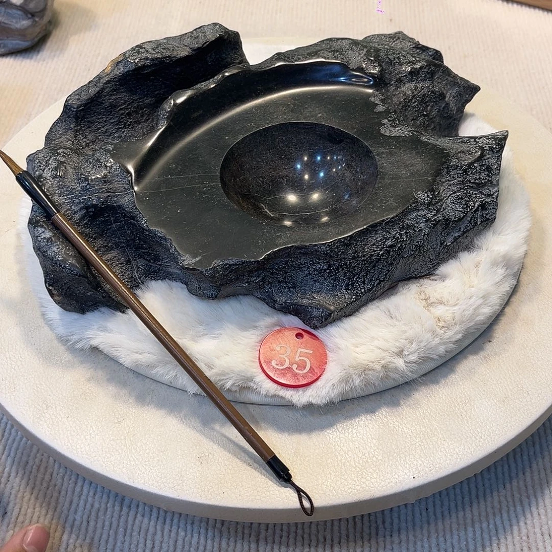 灵璧石原石砚台摆件