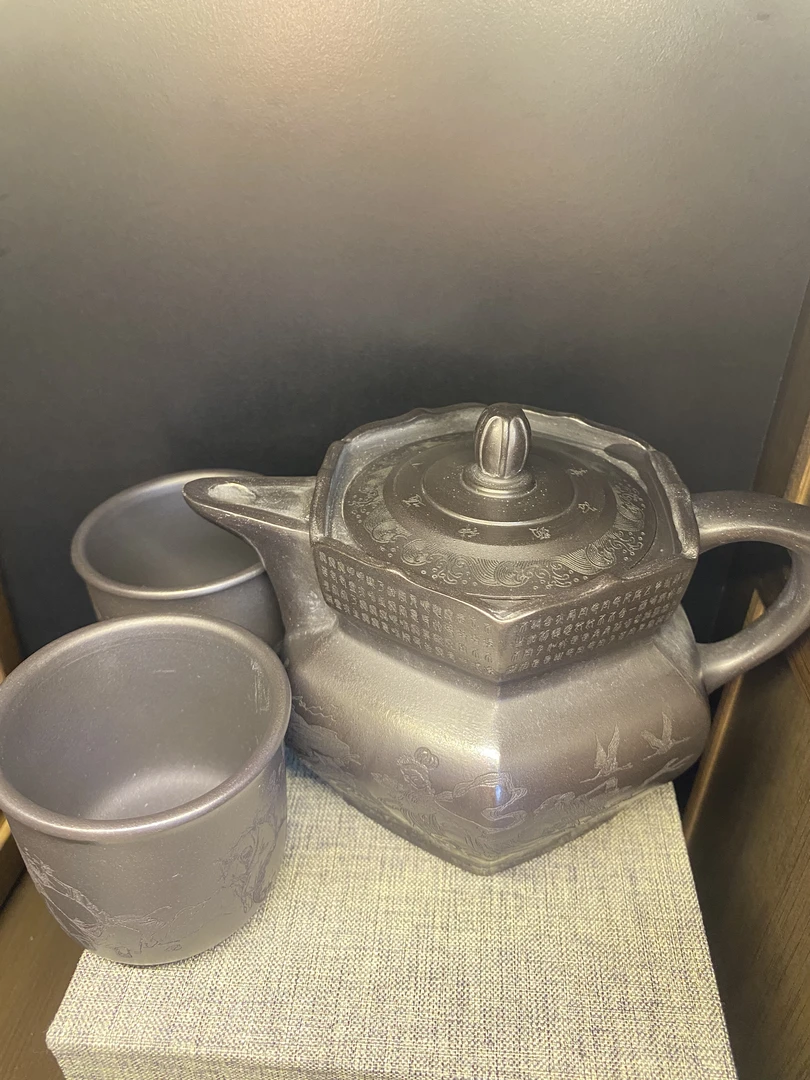 DT1278八仙过海僧帽一壶两杯套组石黄全手工紫砂壶