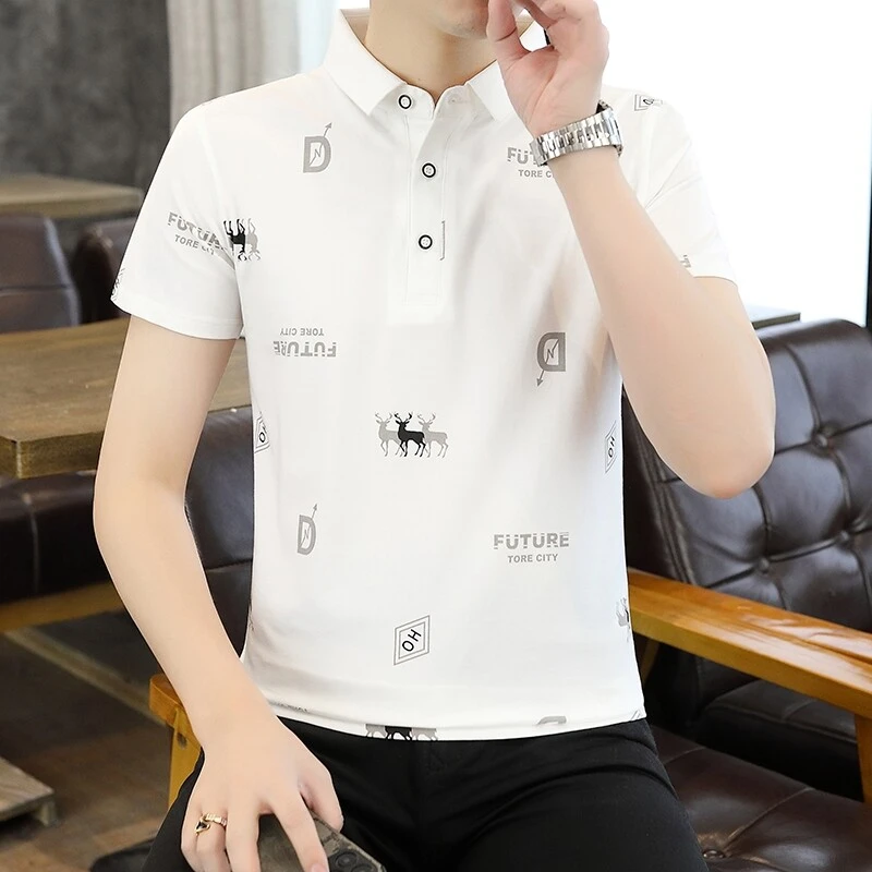 2025新款夏季男士POLO衫短袖韩版修身翻领t恤潮牌休闲男半袖25013