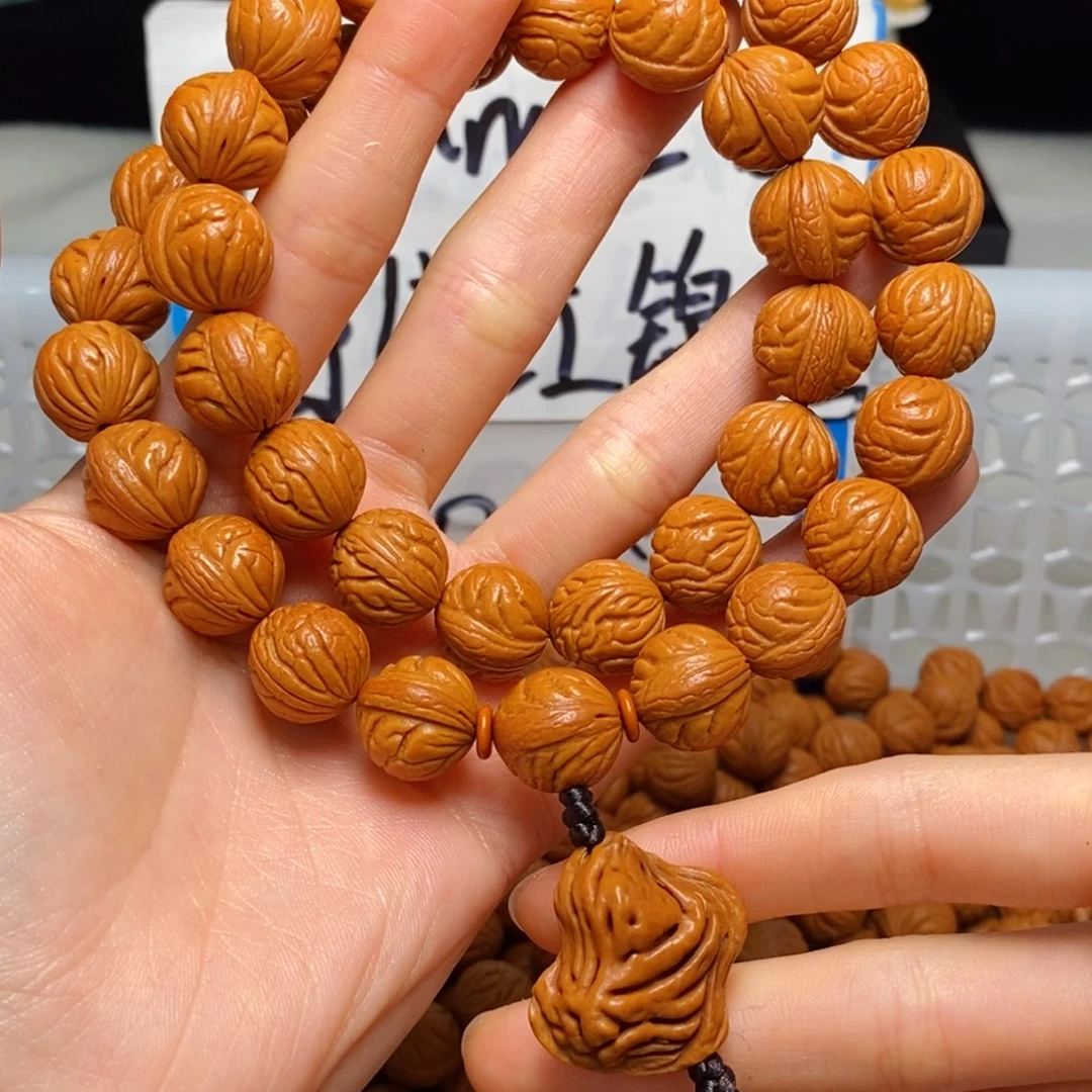 桃核手串澄*然14mm左右野生红锦鲤36+4颗手持