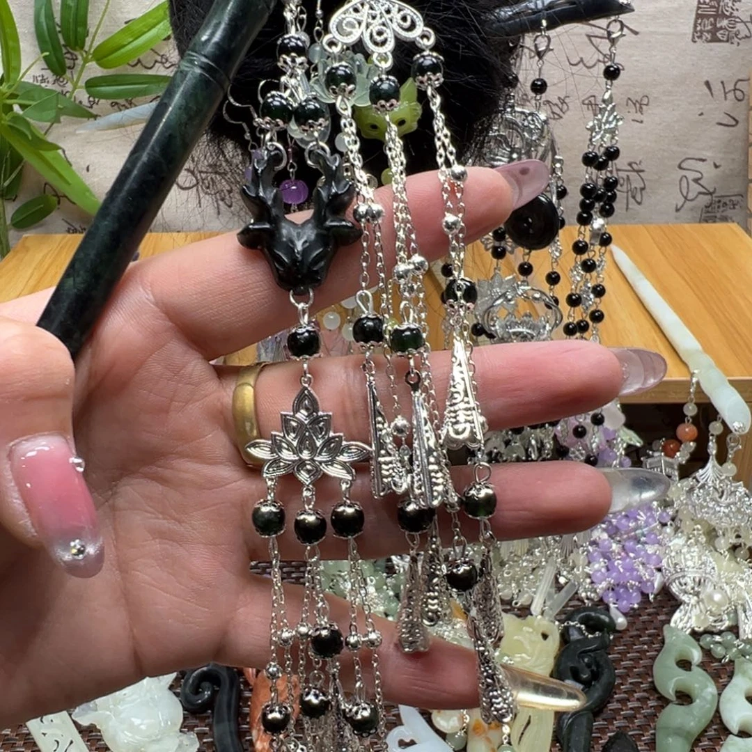 蛇纹石玉合金发饰